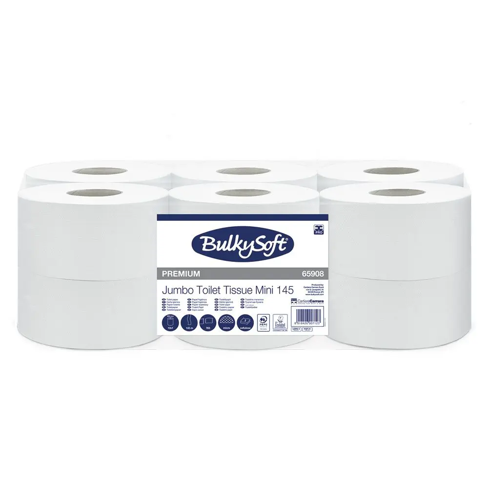 Toilettenpapier / WC-Papier Mini-Jumbo BulkySoft 65908 2-lagig 12 Rollen
