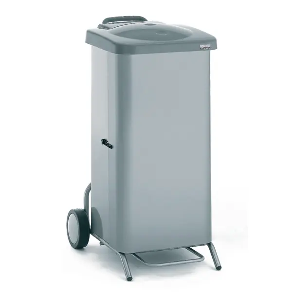 Tournus Mobiele zakhouder met roestvrijstalen bekleding pedaaldeksel, voor zakken 70 liter