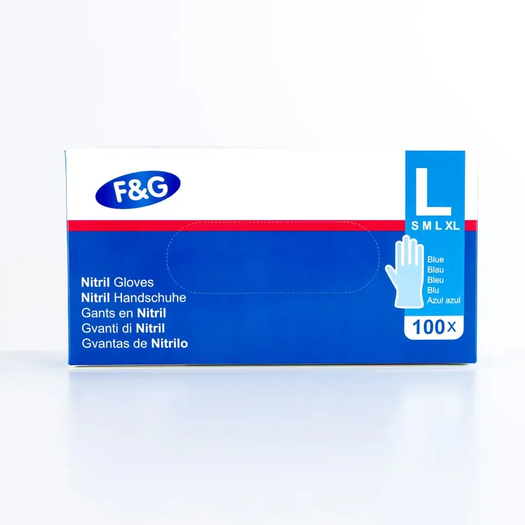 Einweg-Nitrilhandschuhe blau L – puderfrei, latexfrei – F&G – 10 x 100 Stk