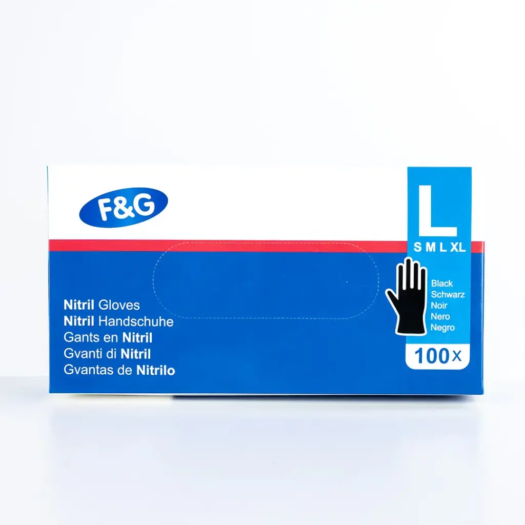 Einweg-Nitrilhandschuhe schwarz L – puderfrei, latexfrei – F&G – 10 x 100 Stk