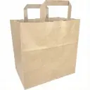 Papiertragetaschen Kraft recycelt F&G, 70 g, 26 x 17 x 26 cm, Flachgriff – 250 Stk – Lebensmittelverpackung