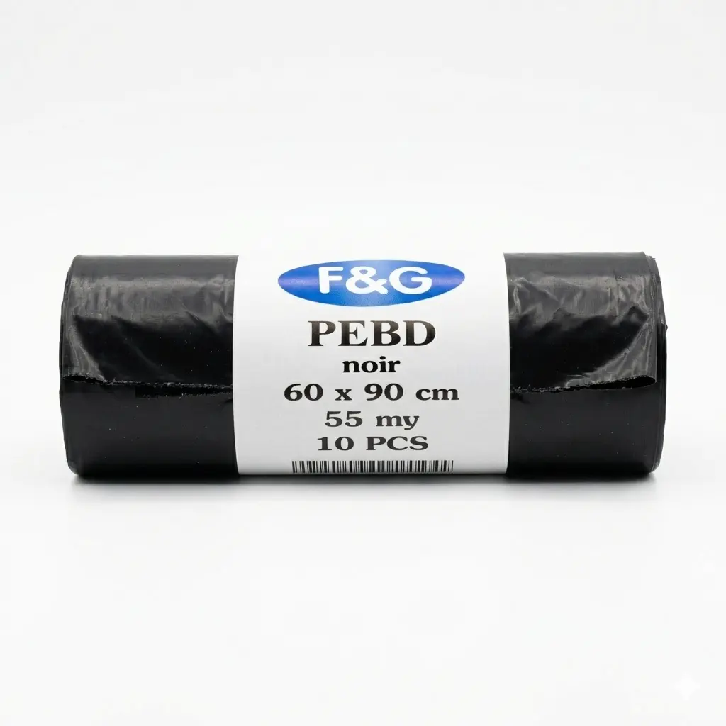 Sacs poubelles noirs 60L 60x90cm PEBD F&G - 55 Microns - 200PCS