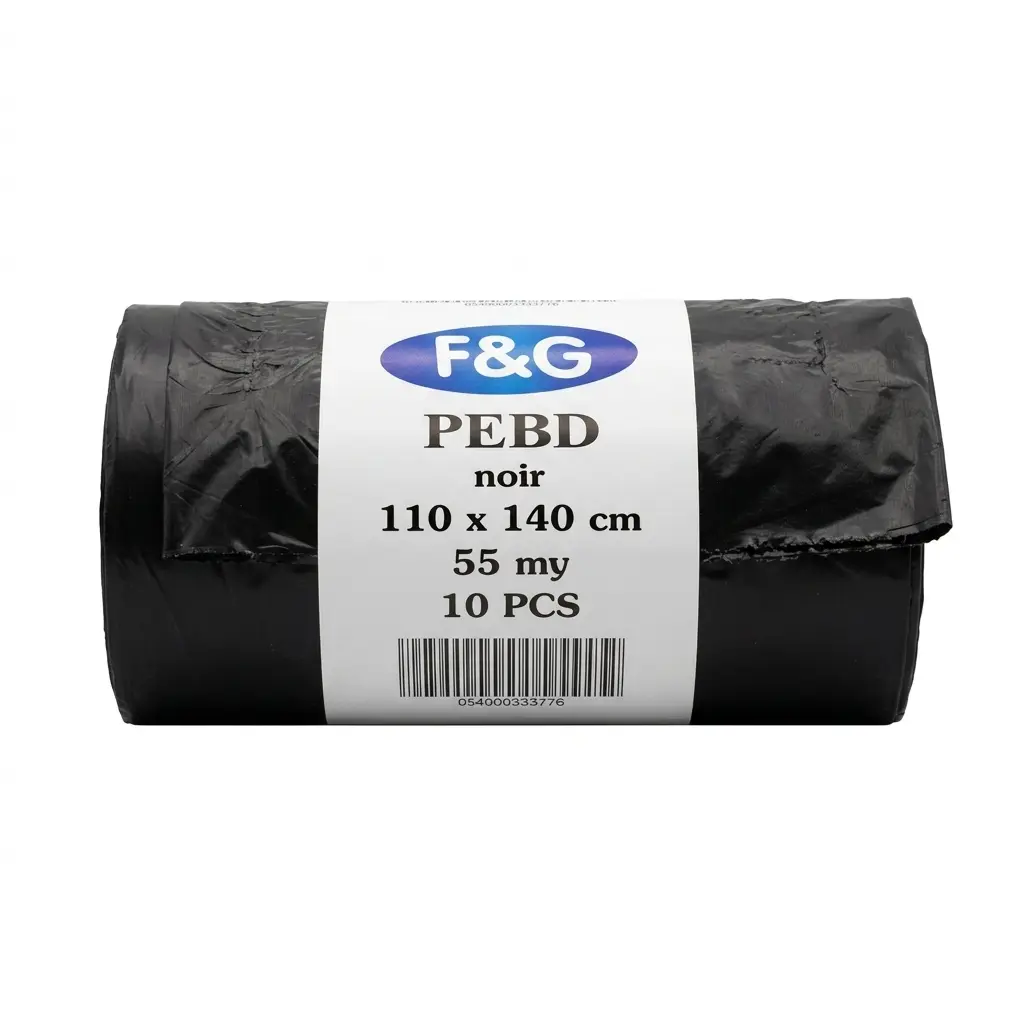 Black refuse sacks / bin liners 240L 110x140cm LDPE F&G - 55 Microns - 100PCS