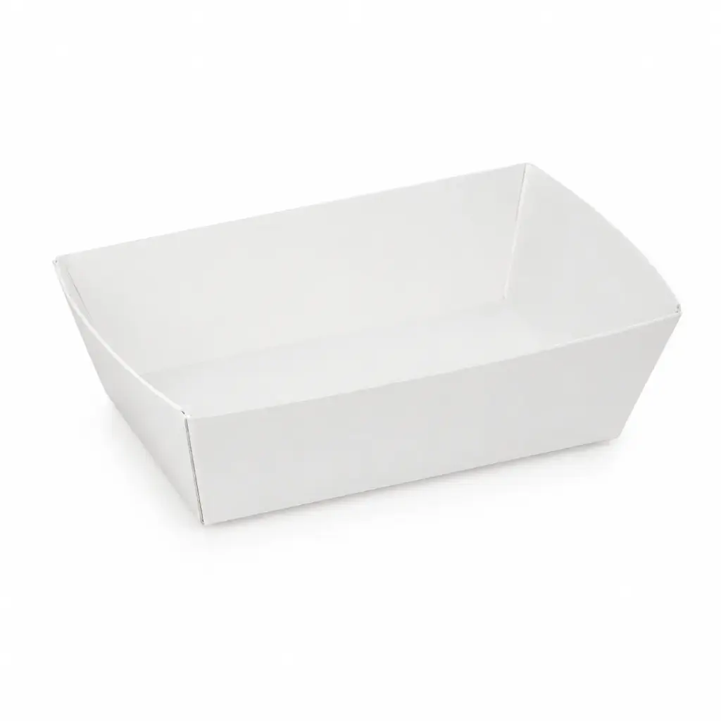 Pommes-frites-Schalen Karton weiß C75 – 100×70×38 mm – 250 Stück