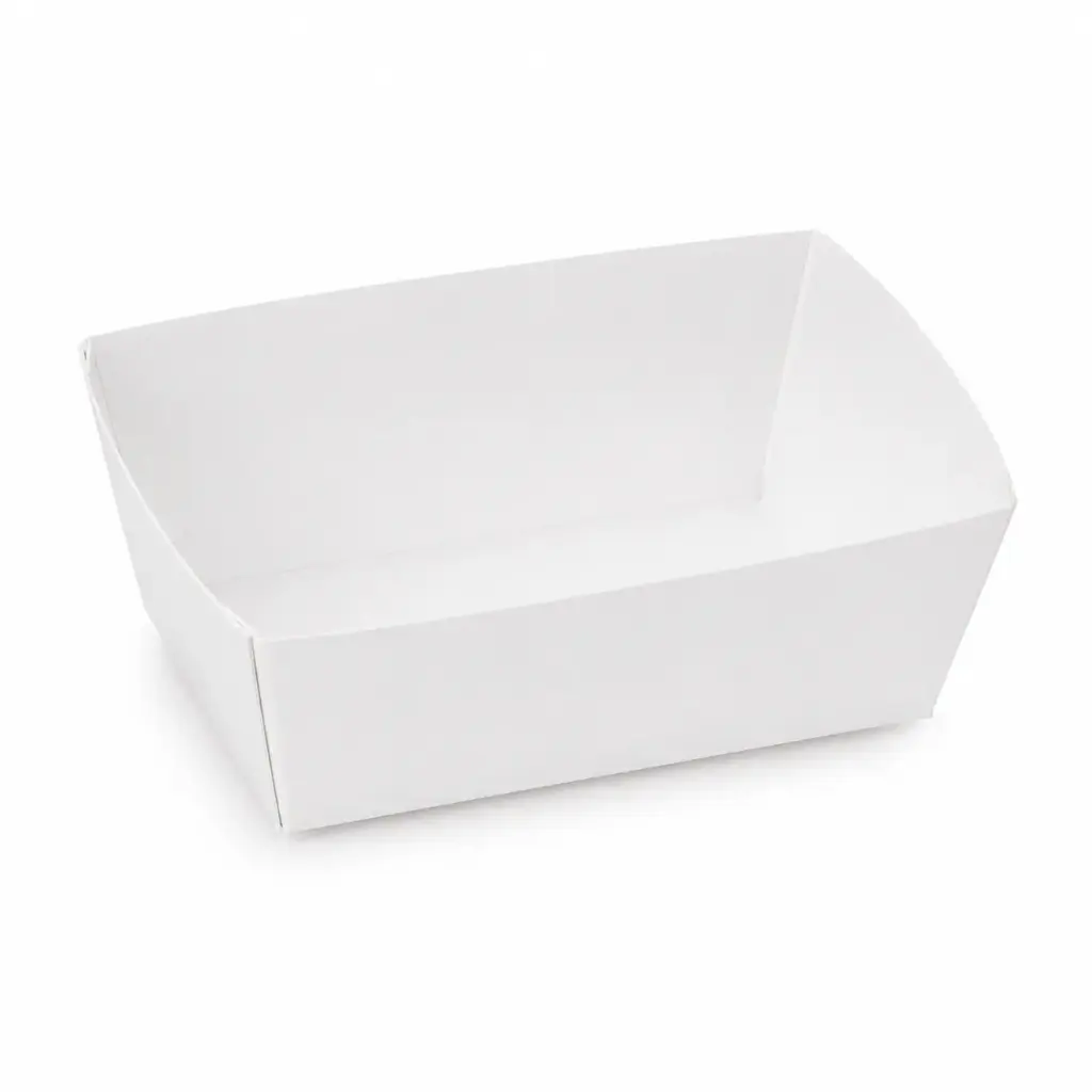 Pommes-frites-Schalen Karton weiß C80 – 110×60×45 mm – 250 Stück