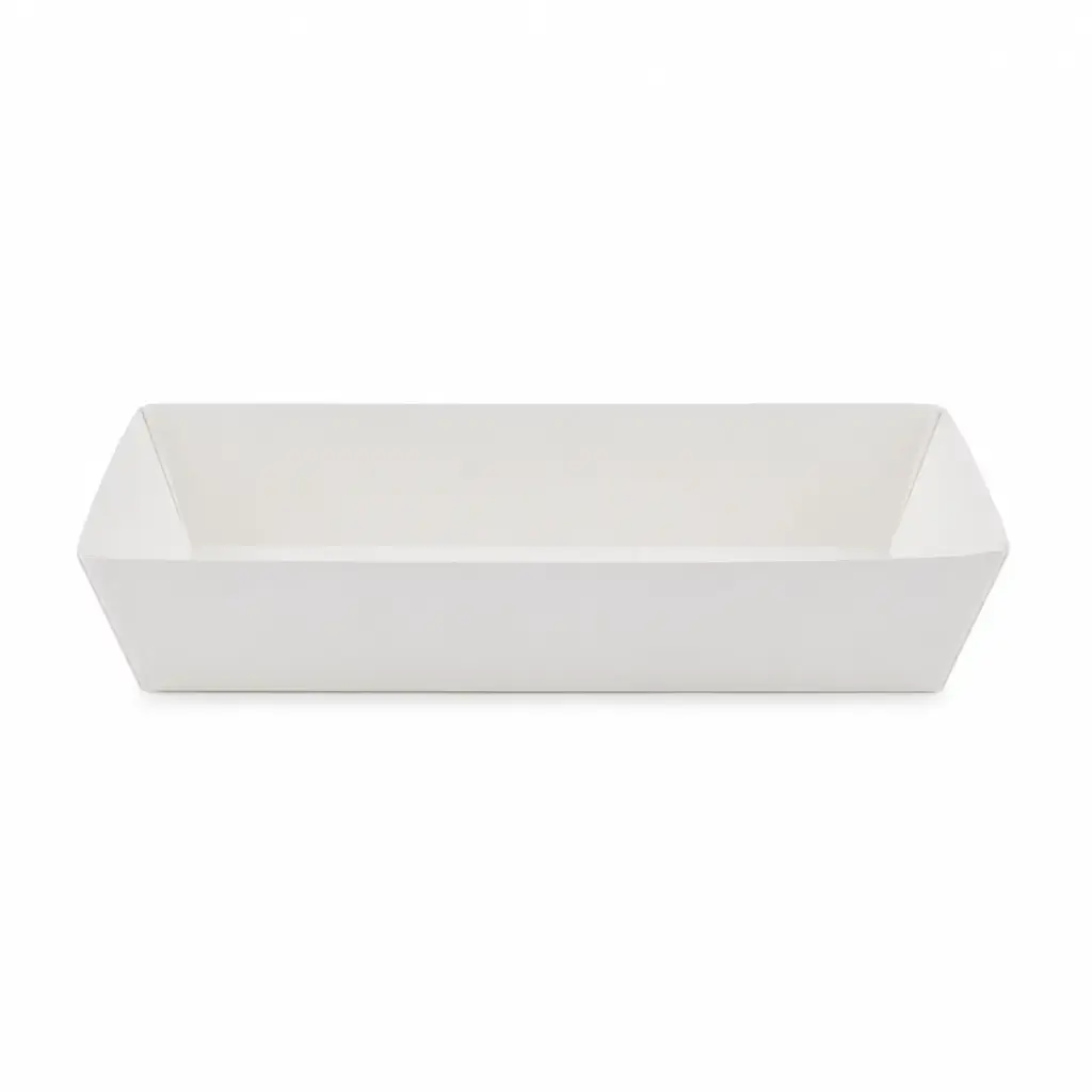 Fleisch-, Fritten- & Snackkarton lang weiß C2910 – 290×100 mm – 100 Stück
